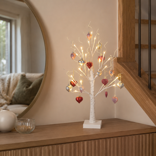 60cm LED Birch Tree Night Light Colorful Heart Hanging Tree Pendant Christmas Wedding Party Decoration Valentine's Day Gifts shown in a realistic lifestyle setting
