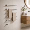 Bathroom Electric Heated Towel Rail Warmer Digital Display Temperature Time Control Smart Home Concealed Bar 304 Stainless Steel shown in a realistic lifestyle setting