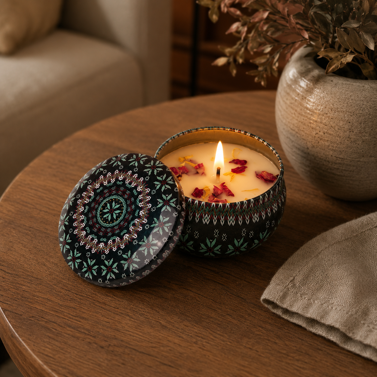 Black Forest vintage scented candle in a cozy home