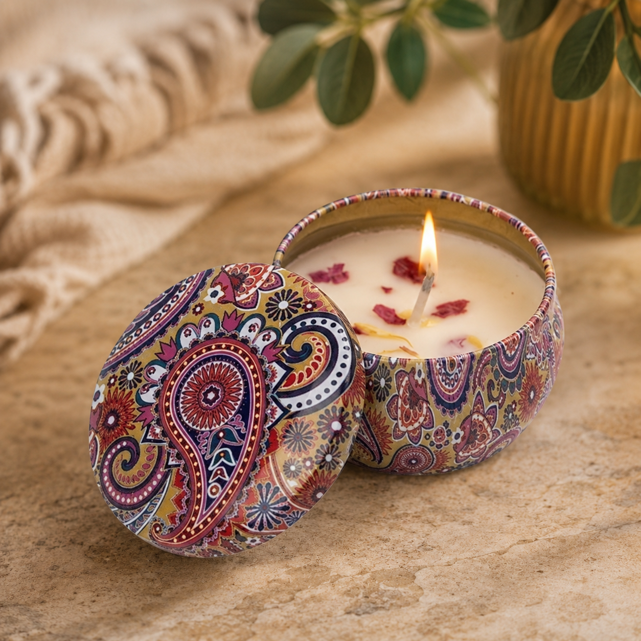 Osmanthus vintage scented candle in a cozy home