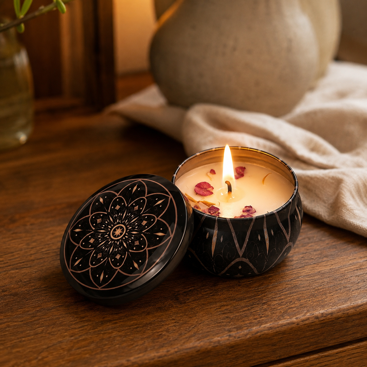 White Musk vintage scented candle in a cozy home