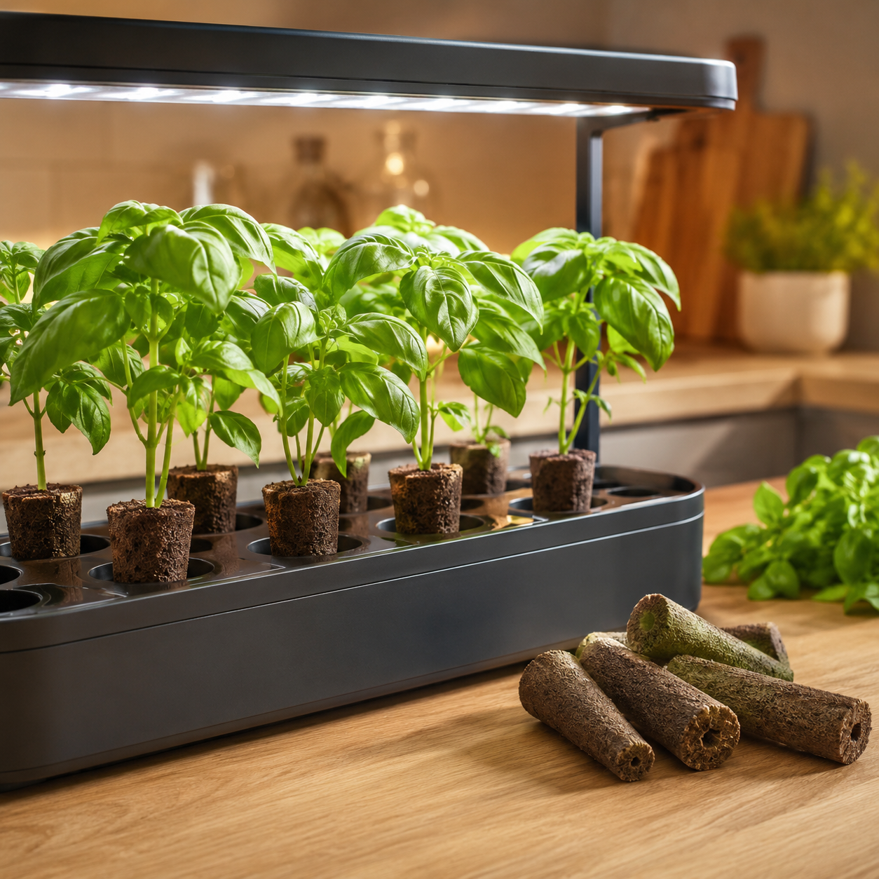 Hydroponic grow sponges in use