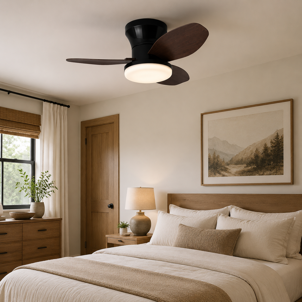 Modern fan light installed in a living room